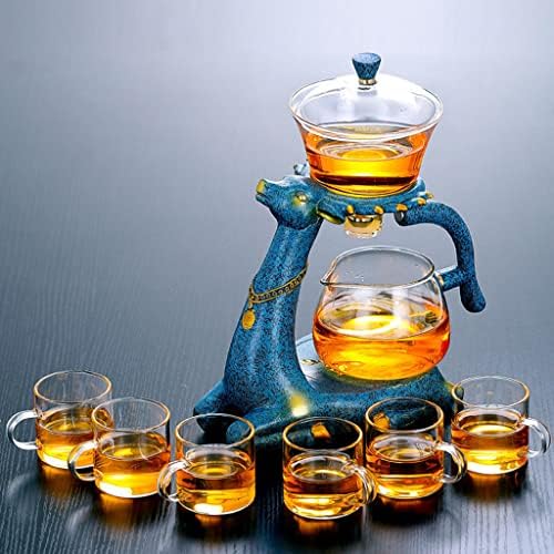 Oală de ceai cu infuzor, chinezesc leneș de sticlă kungfu set de bile magnetice semi-automate din sticlă de sticlă liberă ceai