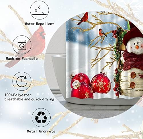 Ouyisha Duș de Crăciun Cortina de zăpadă Snow Snow Fulk Cortina pentru baie de iarnă Red Xmas Ball Christmas For Home Decorațiuni Fabricate cu cârlige, 72 X 72