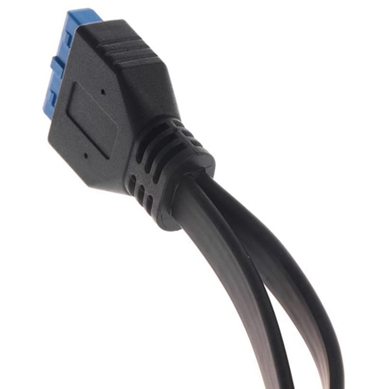 Toptekits 2 Port USB 3.0 Un panou cu șurub feminin montare pe placa de bază 20 pini cablu plat, 1,6ft/0,5m
