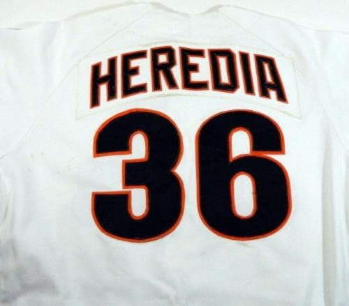 1992 San Francisco Giants Gil Heredia 36 Game folosit Jersey White DP08473 - Joc folosit Jerseys MLB