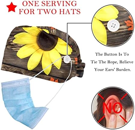 Oeldjfngsdc 2 pachete de floarea soarelui negru de lucru cu butoane pentru femei/bărbați cu bandă de transpirație reglabilă