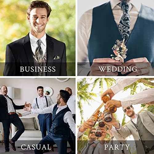 Costum pentru bărbați vestă paisley jacquard rochie formală cu talie cu tapeu de cravată buzunar pătrat set 5pcs veste de tuxedo