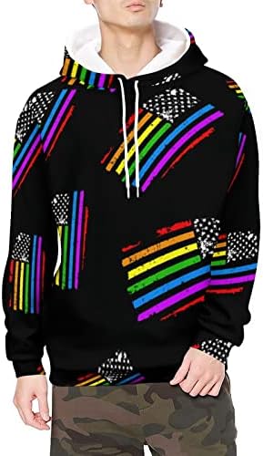Rainbow LGBTQ Gay Pride Flag pentru bărbați Casual Casual Panouri calde Fleece Cilocaș căptușit cu mânecă lungă Blaturi pulovere