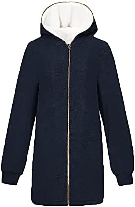 Foviguo moda maneca lunga deschis fata Windbreaker pentru femei iarna afaceri cald Poliester tunica vrac solide v gât