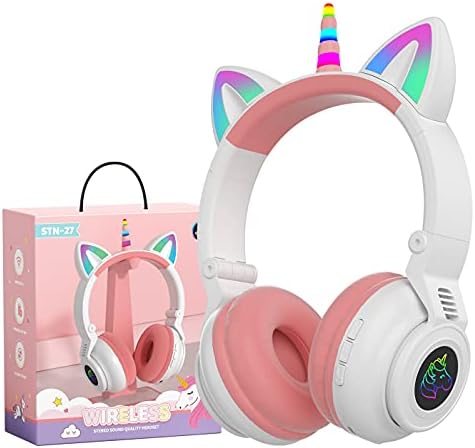 Căști Yusonic Unicorn pentru copii, căști Bluetooth Unicorn pliabile pentru fete pentru băieți pentru băieți pentru copii pentru