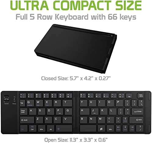 Lucrări de Cellet Ultra Slim pliere Wireless Bluetooth tastatură compatibil cu LG putere cu telefon HolderStand - reîncărcabilă