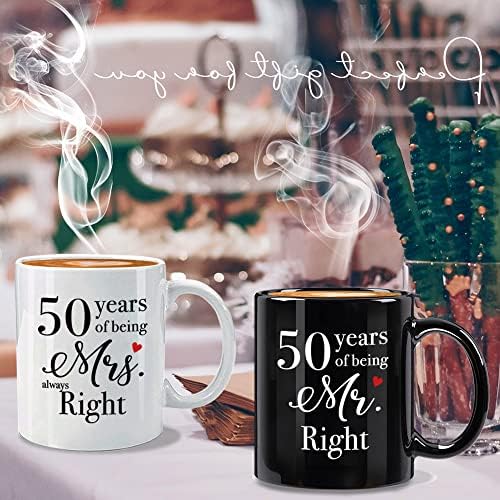 Set de cani de cafea pentru aniversarea a 50 de ani, Cadou Ideal pentru aniversarea nunții aniversare Ziua Îndrăgostiților