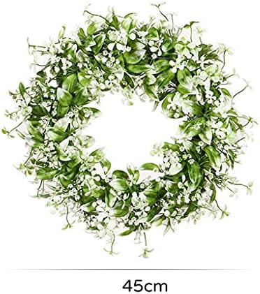 Klhhg simulare cu frunze alb gipsofila plantă garland inel de plastic gypsophila coroană de primăvară pandantiv pentru decorare