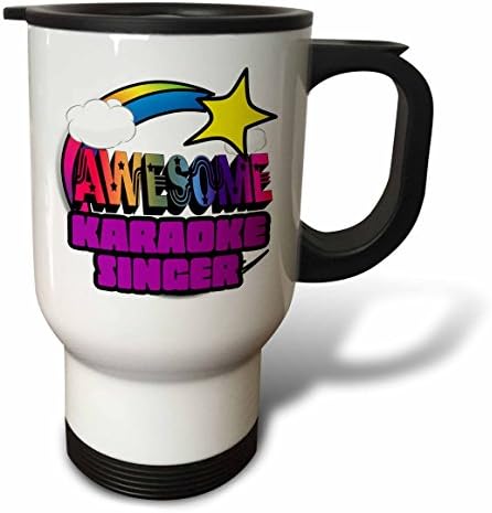 3Drose Shooting Star Rainbow Awesome Karaoke Singer Travel Mug, 14 oz, alb