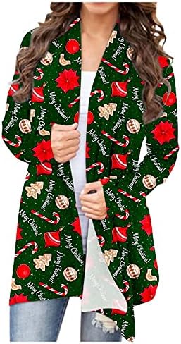 Femei cu mânecă lungă cardigan de Crăciun Fulgi de zăpadă imprimat haina frontală cădere plus dimensiuni casual outwear ușor