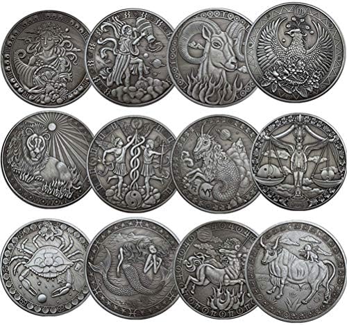 Partykindom vintage doisprezece constelații monede comemorative stereoscopice monedă metalică monedă de suveniruri cadou decor