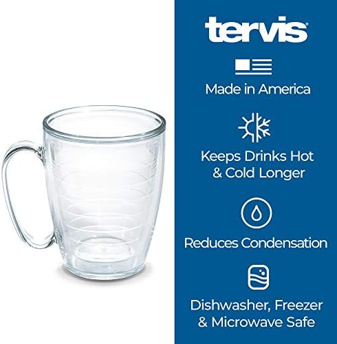 Tervis Made in SUA Guy cu zid dublu Harvey, Cupa de tumbler izolată păstrează băuturi rece și fierbinte, 16 oz, diagrame