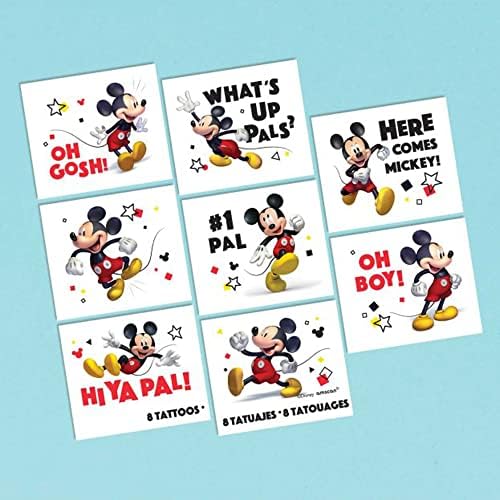 Mickey Mouse pentru totdeauna tatuaje / 2 x 1 3/4 / Multicolor - 8 buc.