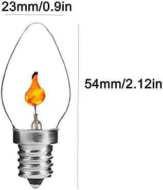 Lxcom Lighting 12 Pack C7 Flicker Flame bec 3w Flicker Flame bec E12 lumânare pâlpâitoare Becuri Clear Flame Tip candelabru