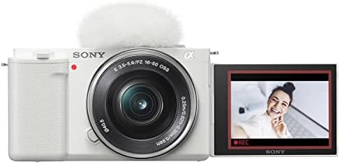 Cameră foto fără oglindă Sony ZV-E10 cu obiectiv de 16-50 mm, alb cu obiectiv E 55-210 mm f/4,5-6,3 Oss E-Mount, pachet cu