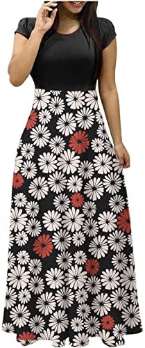 Doamne 2023 rochii de dimensiuni plus dimensiuni patchwork floral sundresses vara cu mânecă scurtă rochii maxi rochii de petrecere