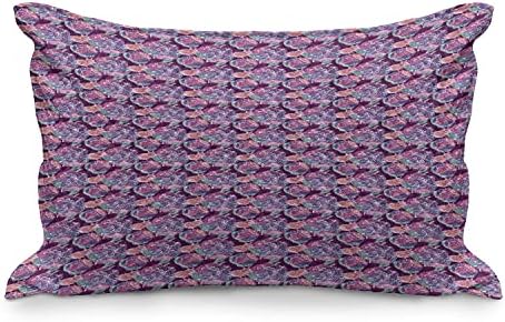 Amentar cu pernă matlasată florală, peonii colorate Repetare design energetic vesel, Standard King Size Accent Pillow Cover