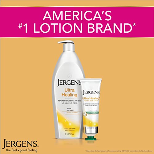 Jergens Ultra Healing Dry Skin Moisturizer, loțiune pentru corp și mâini, pentru absorbție în pielea Extra uscată, 21 uncii,