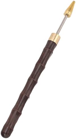 Stilou de colorant din piele, eleganță exterior bambus design mâner puternic rulant lucios pe stilou cu margine dublă la rulment
