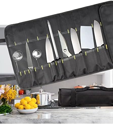 Rolă de cuțit Senvitate, Geantă de cuțit bucătar, 22 de sloturi pentru cuțite și ustensile de bucătărie,carcasă durabilă pentru depozitarea cuțitului cu mâner, suport pentru cuțit Perfect pentru bucătarul călător