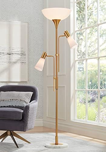 Possini Euro Design Pharos Arbore modern Torchiere Lampă de podea cu lumini laterale 71 Înalt cald din aur cald din sticlă