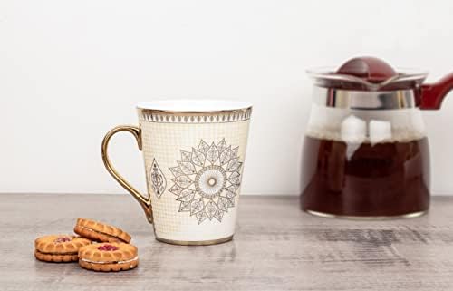 Căni de cafea ceramică femora set de 3 disignă de aur indian de 3, cupe de cappuccino, căni de cafea, căni de cafea britanice,