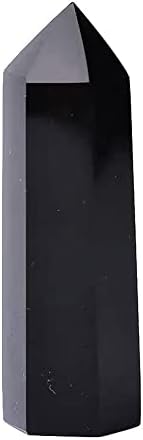 QXGSZA negru obsidian vindecare cristal baghete naturale cuarț Înălțime 3-3.4, 6 fațete prisma bagheta Reiki Chakra Piatra