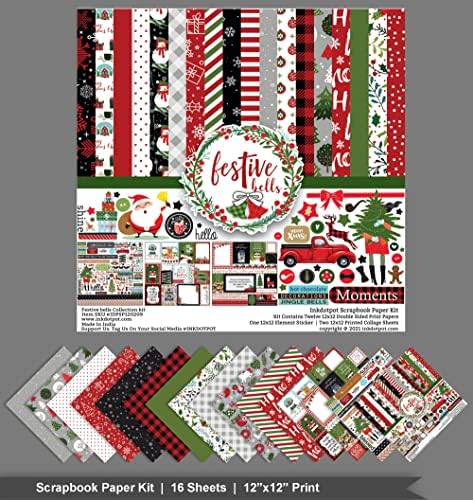 Inkdotpot Red Green Christmas Teme Collection TEME DOUBLE, SIDE SIDED SHAPBBOOK HAPTER CARDSTOCK 12 X12 CARTE PACHE PACHE PAPĂR