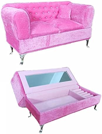 Bijuterii deschise canapea canapea canapea bijuterii roz roz vintage miniatură canapea canapea colier cutii de depozitare
