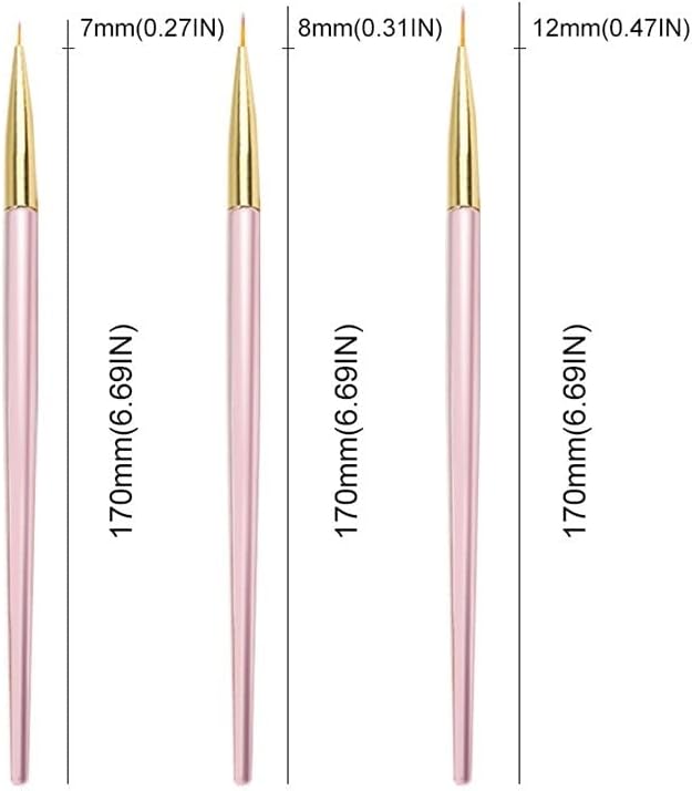 TBGFPO Professional Nail Art Pull Pen Manicure Perii 3 PC -uri Desen Design Flower Flower Head Pen Salon Instrumente Fototerapie