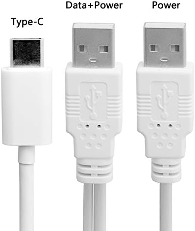 CY USB 3.1 Tip C USB-C la Dual A Male Extra Power date y cablu pentru telefon mobil & amp; Hard Disk 60cm Alb
