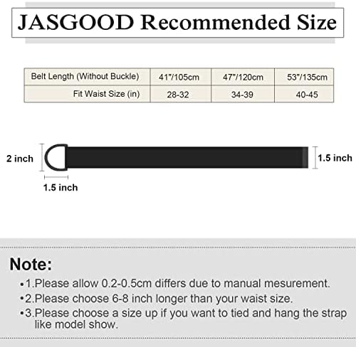 Jasgood Men and Women Canvas Belt Web Fabricat Casual Casual cu dublu D-Ring D-Ring 1 1/2 Set de 2 lat de 2