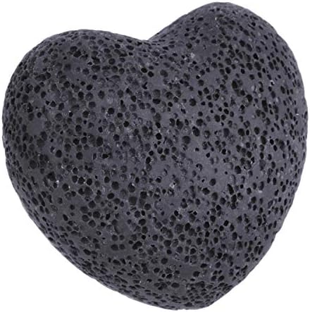 Sunyik Lava Rock Piene Puffy Heart, Natural Pocket Stone Figurină Decorare Aromaterapie Esential Oil Difuzor Set, 1 inch, Balck,