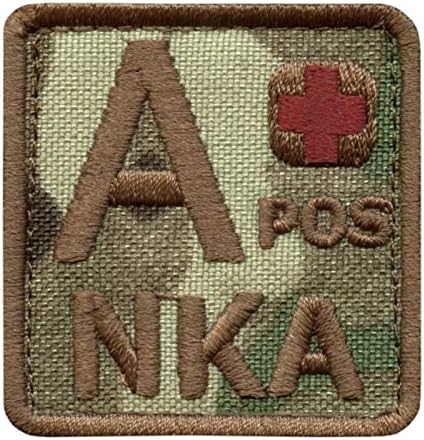 Multicam APOS A+ NKA Tip de sânge Fără Alergii cunoscute NKDA Tactical Ifak Hook Patch