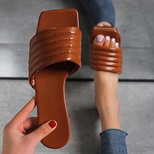 RBCulf Femei Pantofii Pantofi de mers pe jos, plus dimensiune pătrată deschisă la picioare pe un diapozitiv pe diapozitive
