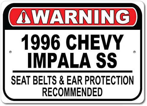 1996 96 Chevy Impala SS Centură de siguranță Recomandat Semn de mașină rapidă, semn de garaj metalic, decor de perete, semn