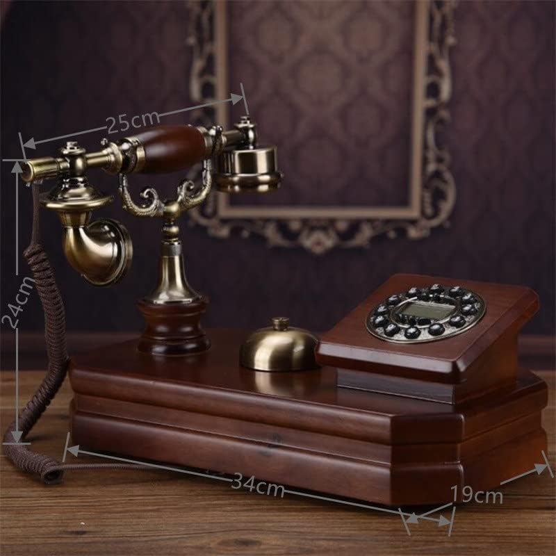 Zjhyxyh Antique Fix Telefon Fixat de modă veche, Bell Mecanic Pastoral Retro Acasă Oficiul Solid din lemn Solid