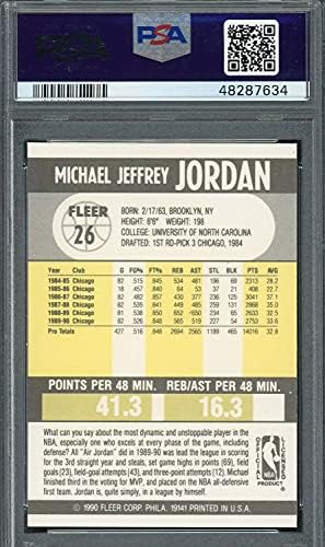 Michael Jordan 1990 Fleer Basketball Card #26 Gradat PSA 8