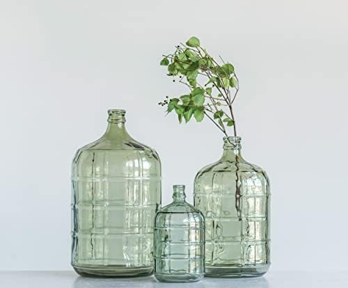 Sticla creativă de sticlă de reproducere de cooperare cu design de ferestre în relief, verde