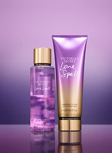 Victoria's Secret Love Spell Mist & Loțiune Set pentru femei, Note de floare de cireș și parfum proaspăt de piersici, colecție