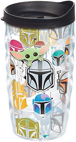 Tervis Star Wars - Peekaboo mandalorian făcut în SUA Cupa de călătorie izolată cu zid dublu, păstrează băuturi rece și fierbinte, 10 ozvizată, clasică