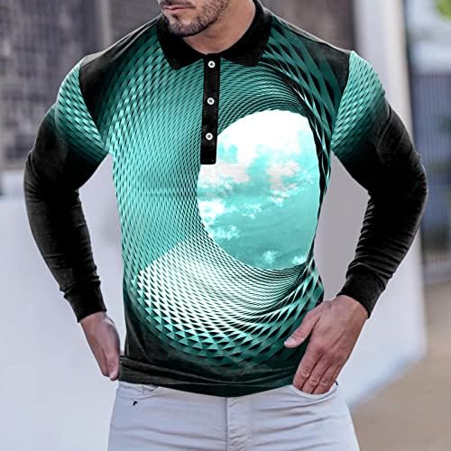 Tricouri pentru bărbați din bumbac pentru bărbați casual casual sporturi abstracte digitale digitale buton cu lapel lung poliester tricouri bărbați