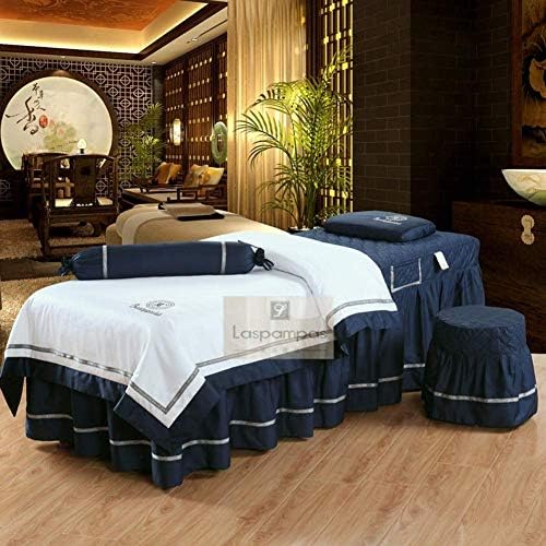 Zhuan Massage Table Sets Sets Patspreads Fuste, Culoare pură, 4 bucăți Frumusețe Pat Cover Simplu de bumbac Sala de bumbac