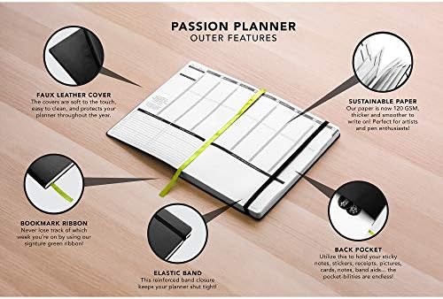 Passion Planner Weekly 2023 anual de duminică orientat spre gol Agenda săptămânală, Calendar de numire, Jurnalul de reflecție