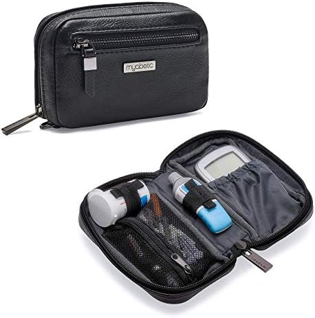 Myabetic James Diabet Diabet Case compacte pentru contor de glucoză, benzi de testare, dispozitiv de lancing și lances include