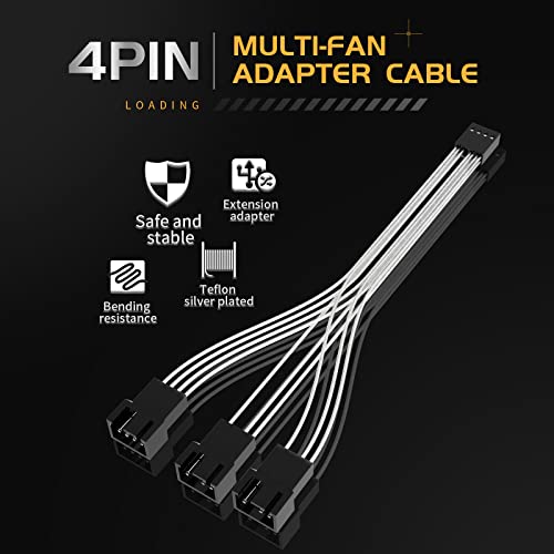 Cablu extensie ventilator de alimentare Cablu de împărțire cu 4 pini/3 pini 1 până la 3 cablu de cupru placat cu argint ...