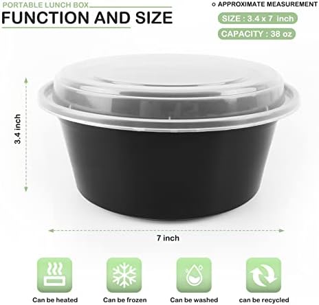 MBC MAT BOARD CENTER, 45-pachet 1-compartiment Container alimentar - boluri rotunde de pregătire a mesei cu capac-cutie de prânz portabilă-stivuibilă-fără Bpa-Congelator/Cuptor cu microunde / mașină de spălat vase-depozitare reutilizabilă